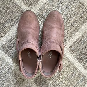 Girls Pink Faux Suede Booties